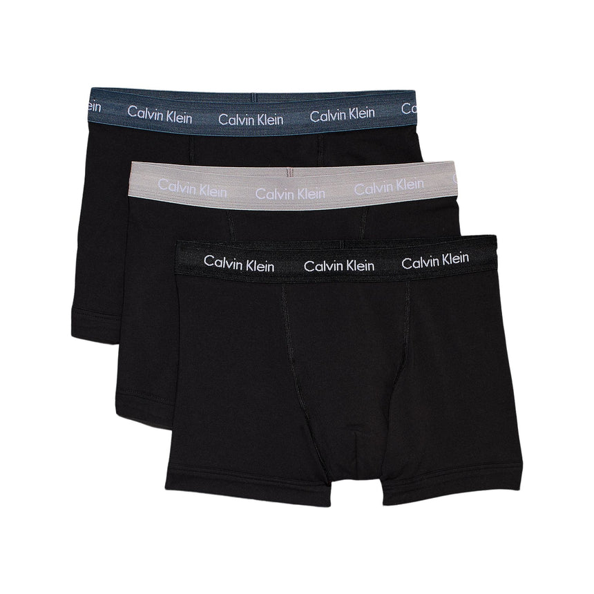 Calvin Klein Low Rise Trunk 3PK Cotton Stretch - Erkek B- Blk/Hemisphere Bl/Ash Wbs