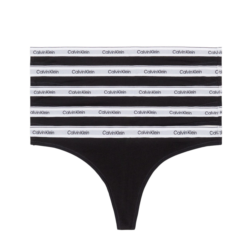 Calvin Klein Thong 5PK Modern Logo - Kadın Black/Black/Black