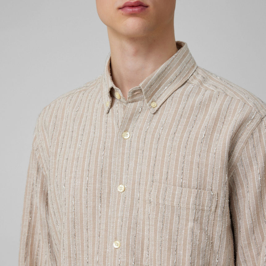 Forét Camp Linen Shirt Erkek Gömlek Khaki Stripe