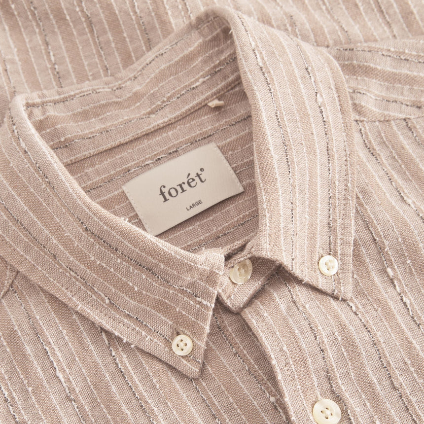 Forét Camp Linen Shirt Erkek Gömlek Khaki Stripe