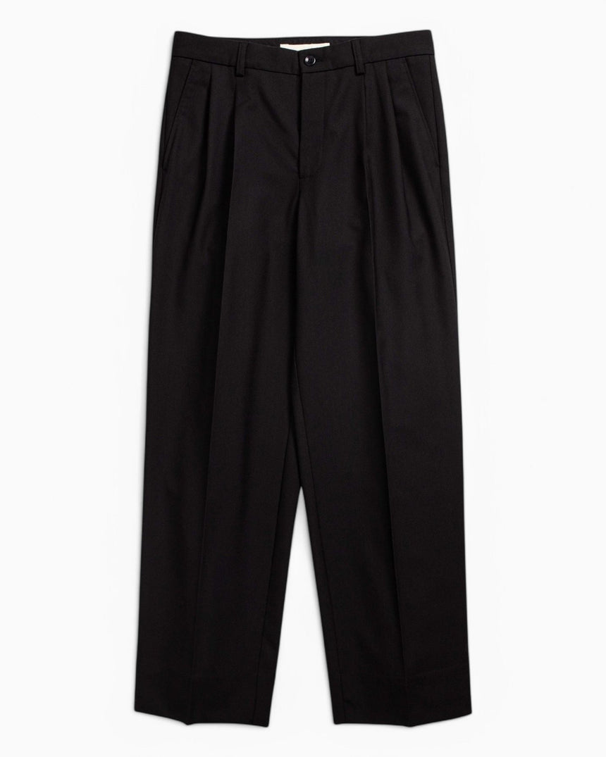 Norse Projects Benn Relaxed Cotton Wool Twill Pleated Erkek Pantolon Black