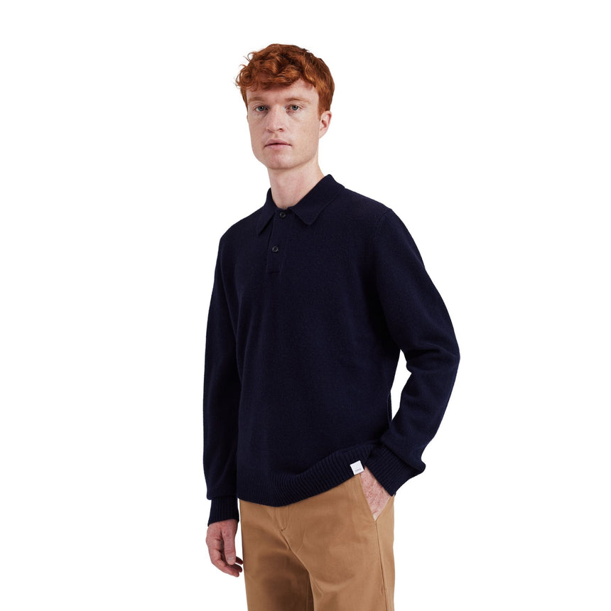 Norse Projects Norse Standard Merino Lambswool Polo Erkek Kazak Grey Melange