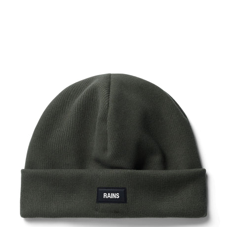 Rains Ribbed Fleece Beanie Green