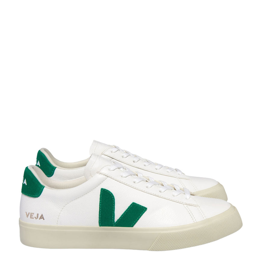 VEJA Campo Chromefree Leather Erkek Sneaker Extra White/Emeraude