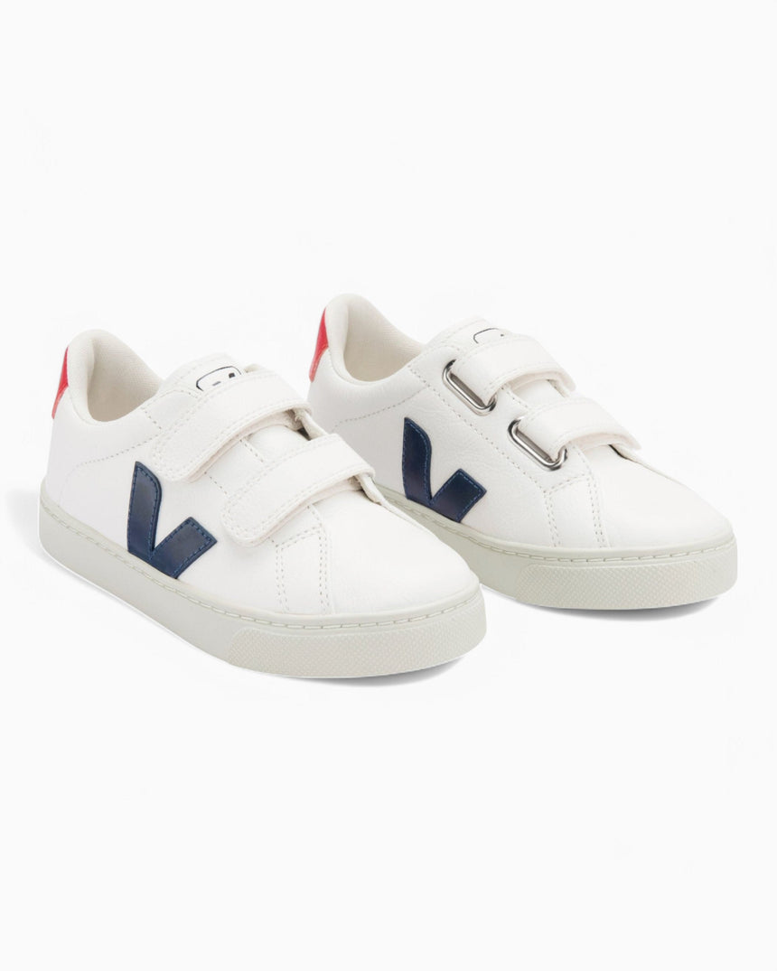 VEJA Small Esplar Chromefree Leather Çocuk Sneaker Extra White/Nautico Pekin