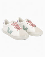 VEJA Small Esplar Laces Chromefree Leather Çocuk Sneaker Extra White/Matcha/Lavande