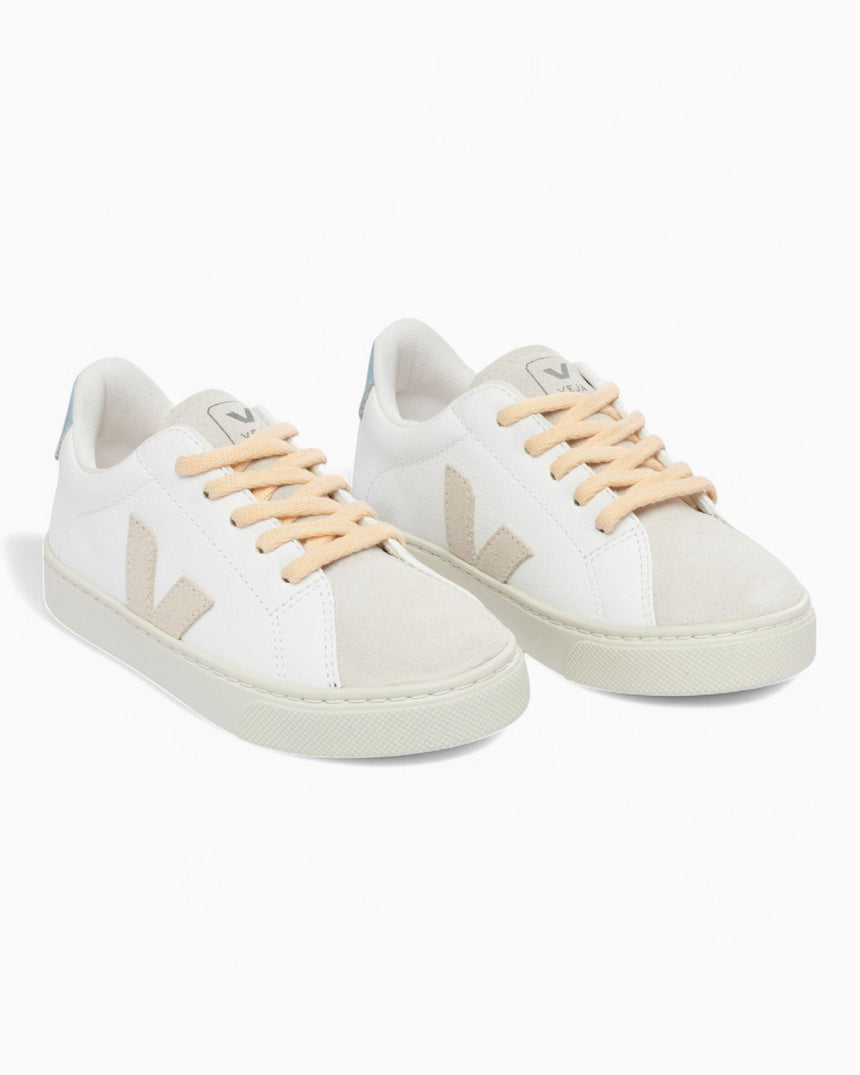 VEJA Small Esplar Laces Chromefree Leather Çocuk Sneaker Extra White/Sable Steel