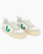 VEJA Small V-10 Laces Chromefree Leather Çocuk Sneaker Extra White/Emeraude Almond