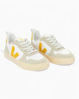 VEJA Small V-10 Laces Chromefree Leather Çocuk Sneaker Extra White/Ouro Almond