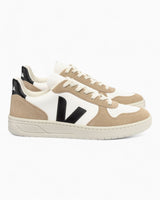 VEJA V-10 Chromefree Leather Erkek Sneaker Extra White/Black Sahara