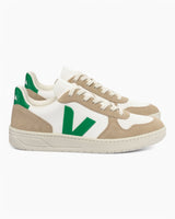 VEJA V-10 Chromefree Leather Erkek Sneaker Extra White/Emeraude Sahara