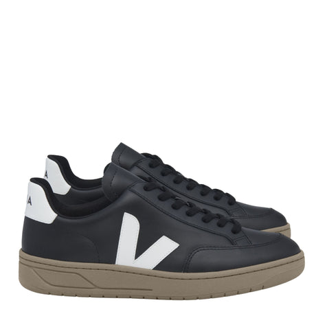 VEJA V-12 Leather Erkek Sneaker Black/White/Dune