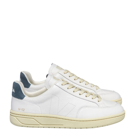 VEJA V-12 Stitch Organic Traced Leather Sneaker Extra White/White California