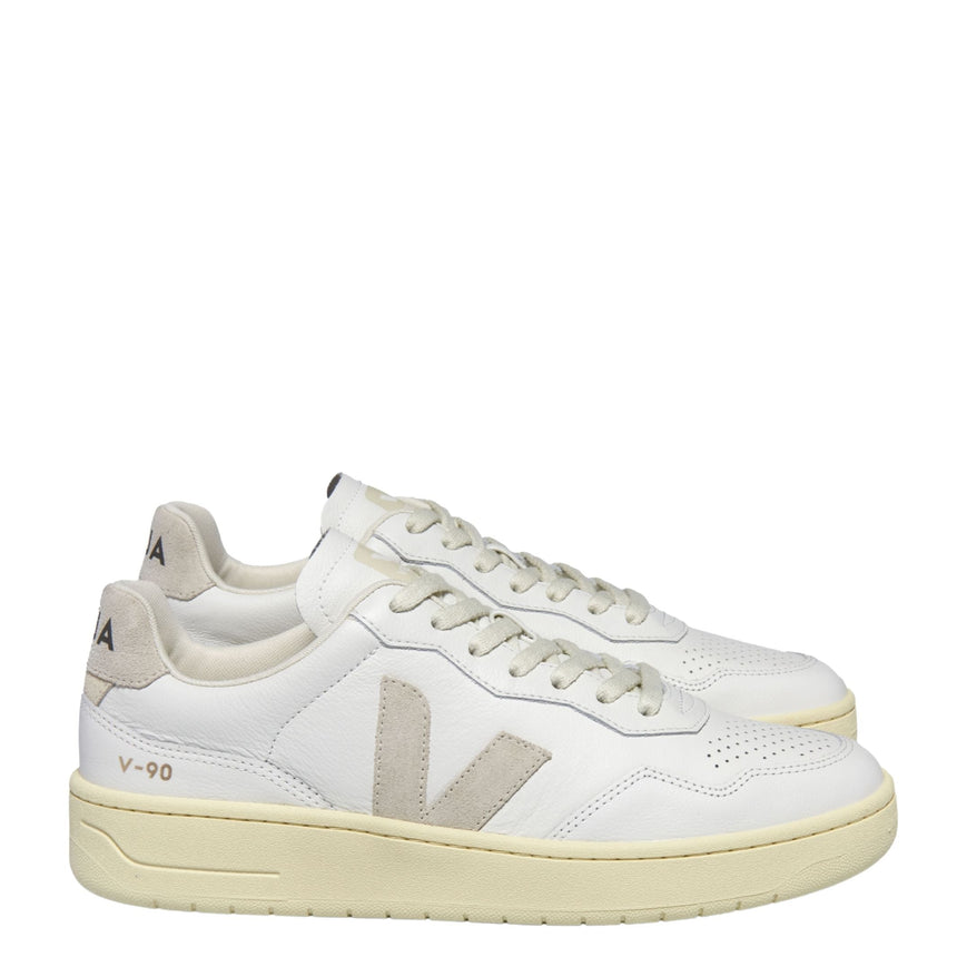 VEJA V-90 Leather Erkek Sneaker Extra White/Natural