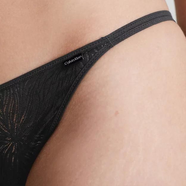 Calvin Klein Women's Sheer Marquisette Thong String Panty, Black