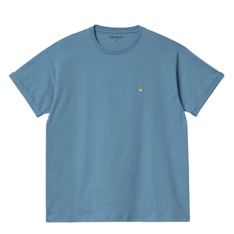 Carhartt WIP - S/S Chase T-Shirt Icy Water/Gold - Kadın - Vitruta