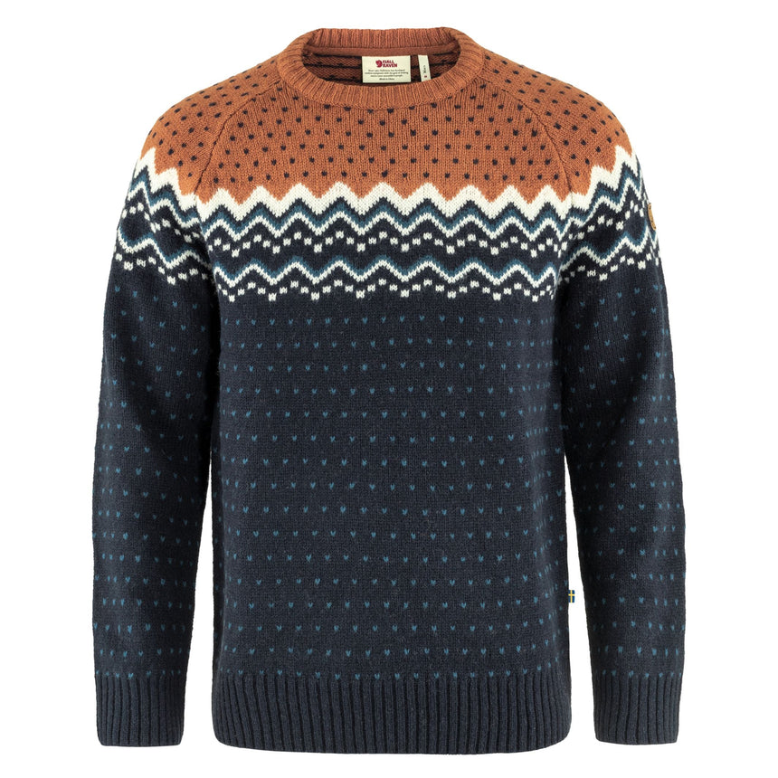 Fjällräven Övik Knit Sweater - Erkek Dark Navy-Terracotta Brown