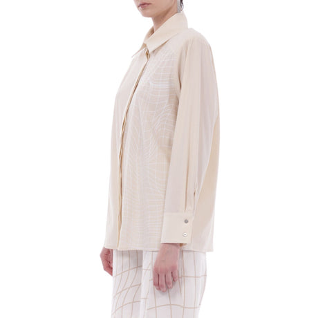 Knitology - Diagonal Printed Kadın Ease Fit Gömlek - Vitruta