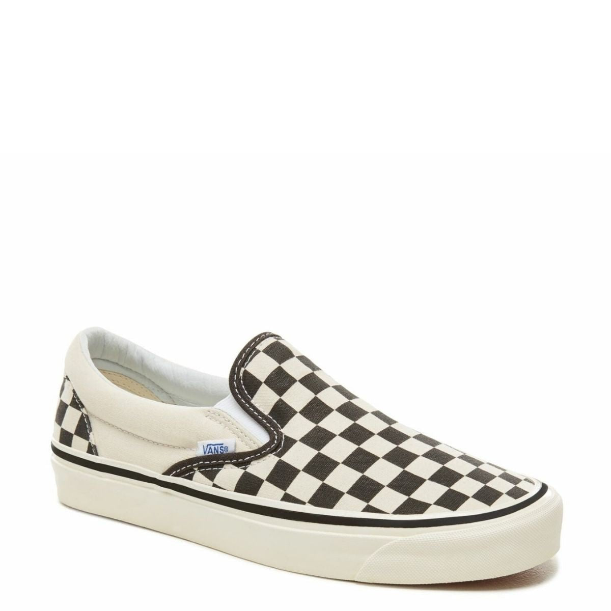 Womens black and white checkered slip on vans Clearance